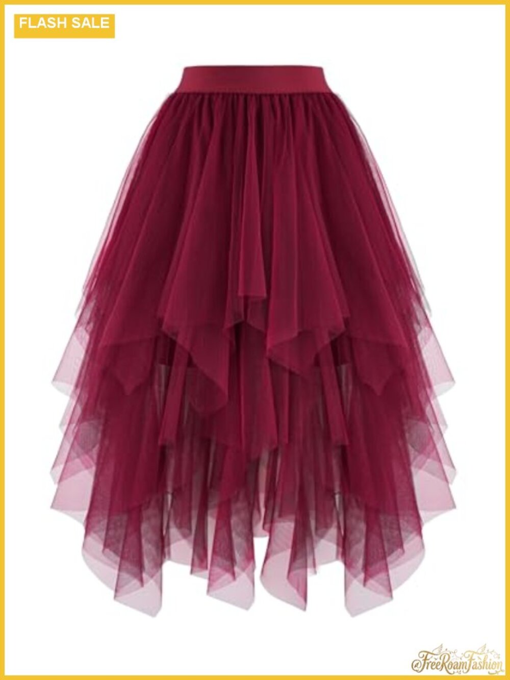 High Low Layered Puffy Tulle Midi Skirt A-Line Fairy Tutu